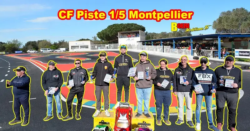 Pilotes de la Coupe de France piste 1/5 thermique et électrique sur la piste de l'AMO à Montpellier, mars 2026